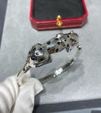 PANTHERE SILVER ONYX OPEN BRACELET