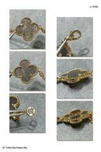 CLOVER 10 MOTIF GREY MOP PINK GOLD NECKLACE