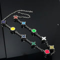 STAR AND SUN MULTICOLOR CHAIN SILVER NECKLACE
