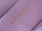 MINI SQUARE FLAP BAG 17CM PINK LAMBSKIN GOLD HARDWARE