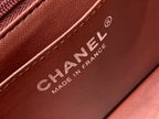 MINI RECTANGLE FLAP BAG 20CM BURGUNDY LAMBSKIN SILVER HARDWARE