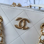 SMALL TOTE 31CM WHITE LAMBSKIN GOLD HARDWARE