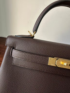 HM KELLY 28CM CHOCOLATE TOGO GOLD HARDWARE