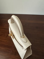 HM KELLY MINI 20 WHITE CHEVRE GOLD HARDWARE