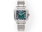 SANTOS LADY 35.1MM STEEL CASE DEEP GREEN DIAL DIAMOND BEZEL