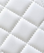 MINI RECTANGLE FLAP BAG TOP HANDLE 20CM WHITE LAMBSKIN SILVER HARDWARE