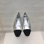 mary janes silver black metalic lambskin grosgrain
