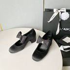 mary jane 60 black calfskin silk bow