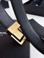 YSL Belt 30mm Black Calfskin Gold Hardware
