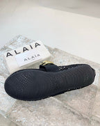 Alaia 25 Mary Jane Mesh Ballet Flats Black Gold Calfskin
