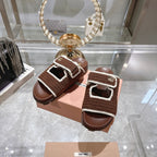Miumiu 25 Sandal Brown Woven Sheepskin 174741
