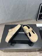 CC 25S Birkenstock Thick-Sole Loafers in Beige Suede 442539
