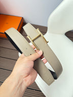 H JUMPING BELT 38MM GOLD BUCKLE & REVERSIBLE NUDE AND BLACK LEATHER