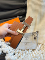 H 5382 BELT 38MM SILVER BUCKLE & REVERSIBLE BROWN AND BLACK LEATHER