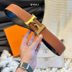 H 5382 BELT 38MM GOLD BUCKLE & REVERSIBLE BROWN AND BLACK LEATHER