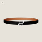H COR BAROQUE BELT 24MM SILVER BUCKLE & REVERSIBLE BROWN AND BLACK LEATHER