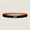 H COR BAROQUE BELT 24MM GOLD BUCKLE & REVERSIBLE BROWN AND BLACK LEATHER