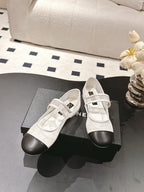 CC 25s Coco Beach Mary Jane Flats White and Black Mesh Cowhide 329016