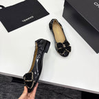 CC 25s Coco Beach Ballet Flats Glossy Black Sheepskin 331786