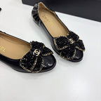 CC 25s Coco Beach Ballet Flats Glossy Black Sheepskin 331786