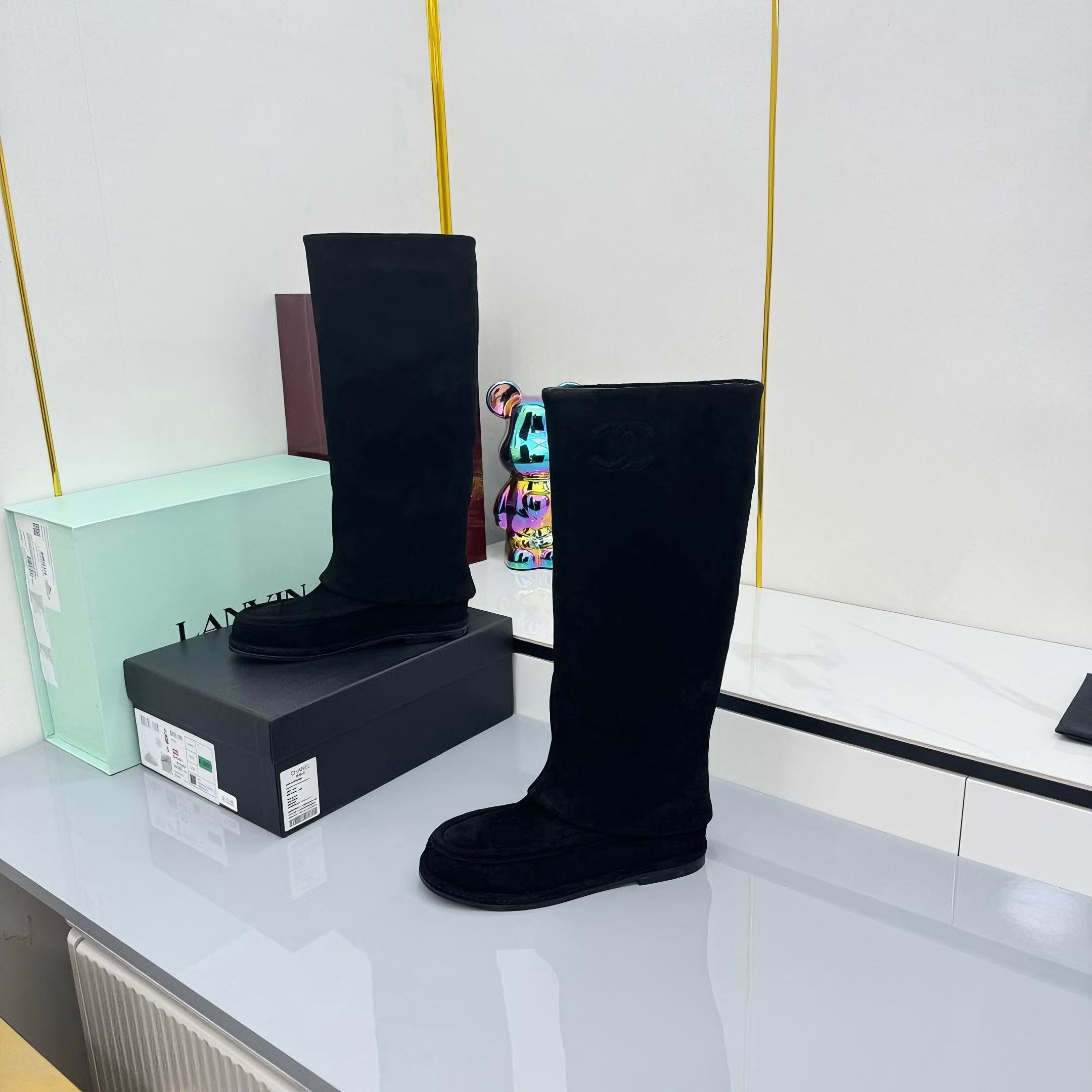CC 25 High Knee Boots Black Suede 369898