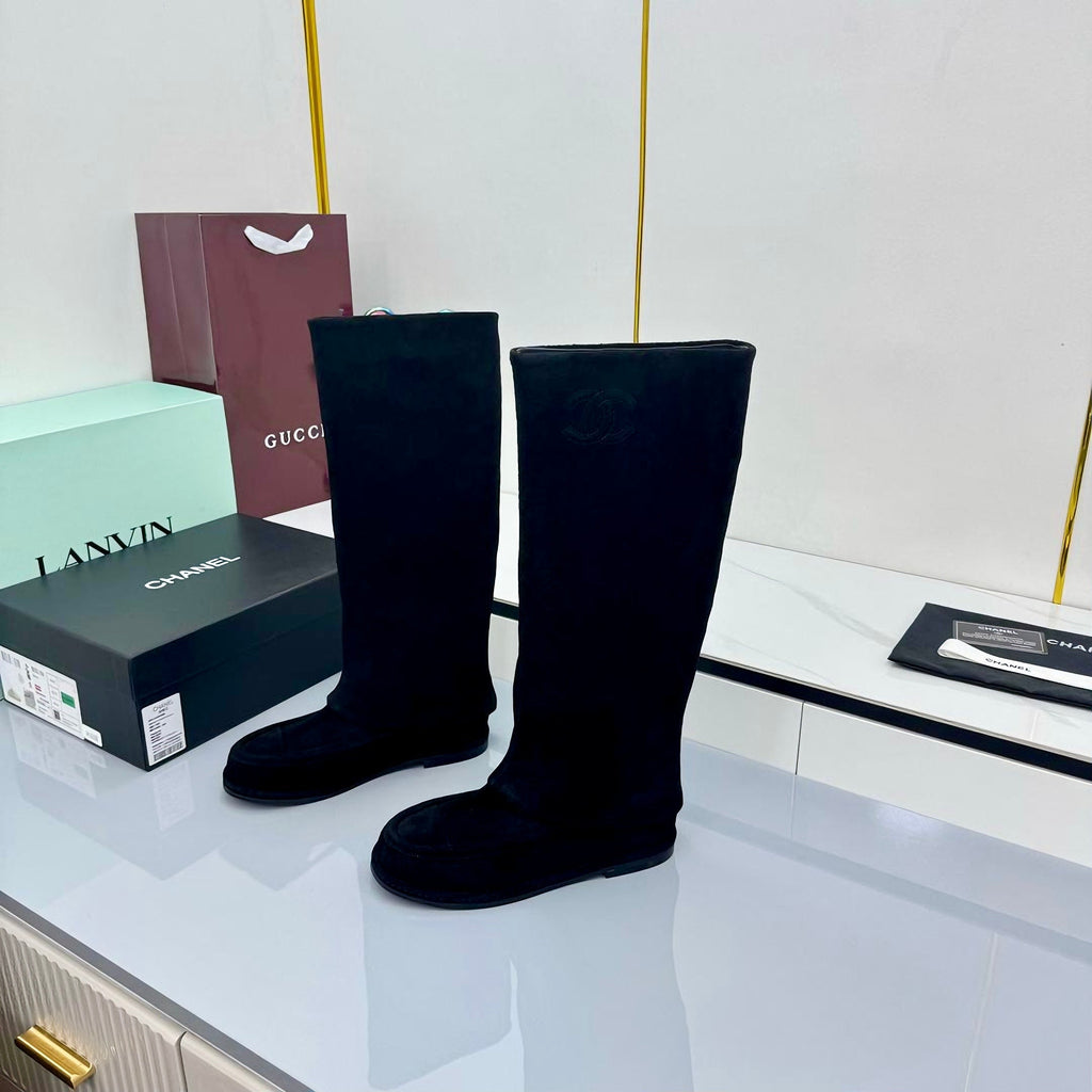 CC 25 High Knee Boots Black Suede 369898