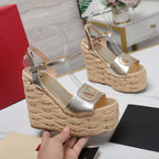 VL Flatform Sandal 15mm In Silver Cowhide 456394