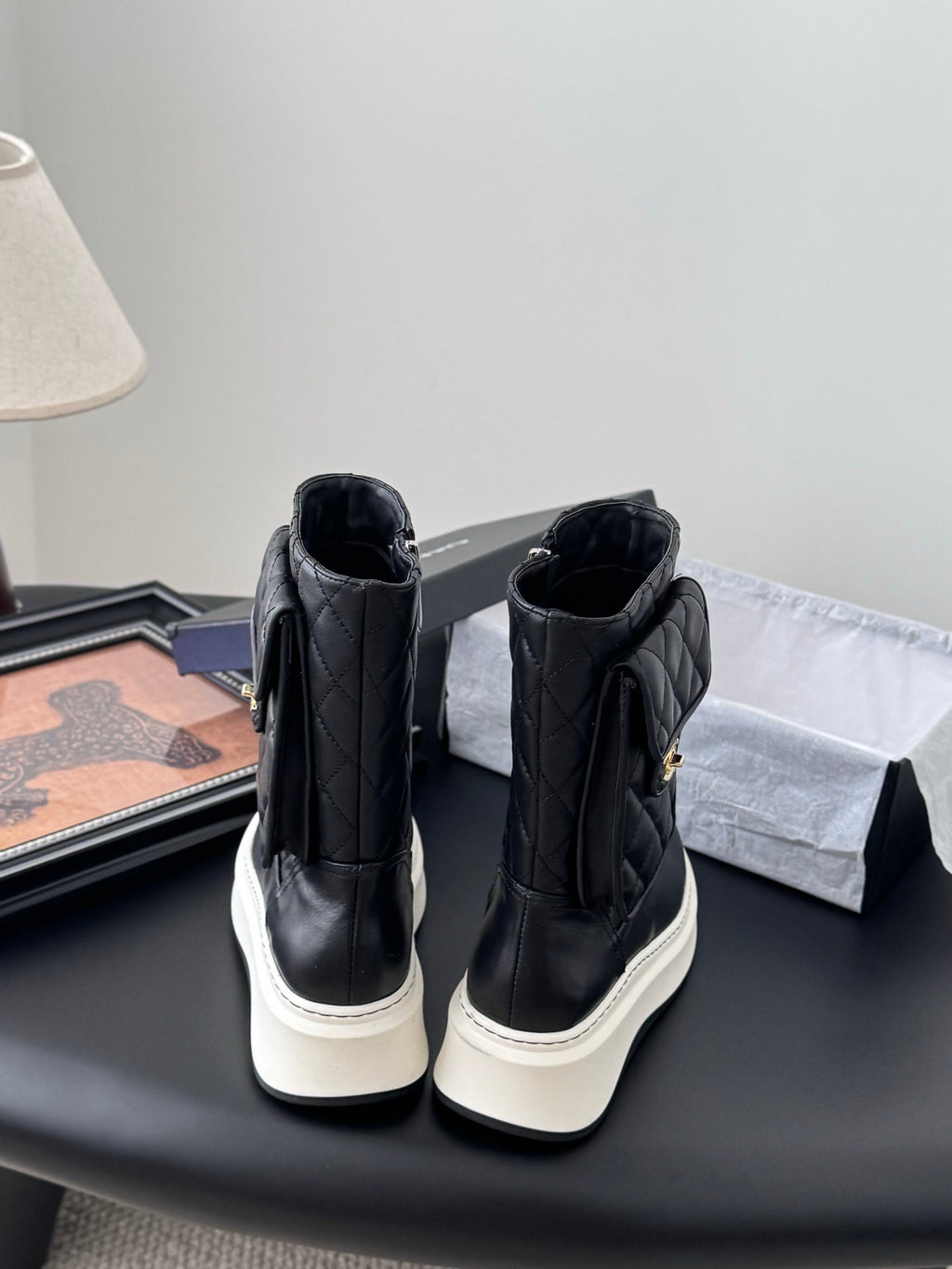 CC 25K Backpack Bucklet Boots Black Sheepskin 458710