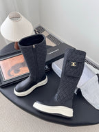 CC 25K Backpack Bucklet High Boots Black Sheepskin 458709