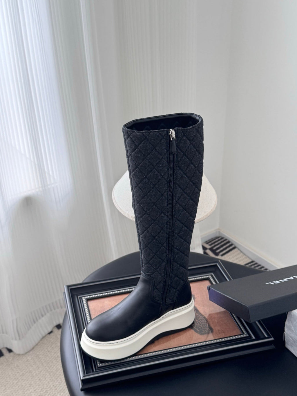 CC 25K Backpack Bucklet High Boots Black Sheepskin 458709