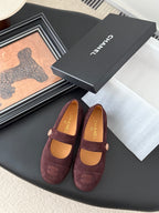 CC 25K Mary Jane Flats Burgundy Suede 458763