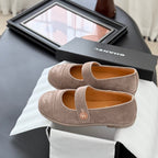 CC 25K Mary Jane Flats Pinky Beige Suede 458759