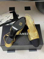 Chanel 2025 Slingback 65mm Gold Metalic Lambskin