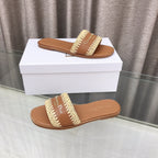 CD D-Lane Flat Colorblock Espadrilles Brown Raffia and Calfskin