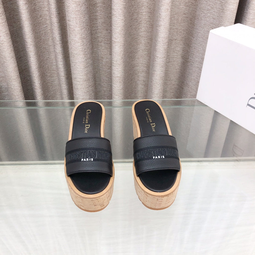 CD Dway Jelly-Colored Platform Heel 100mm Sandals Black Calskin