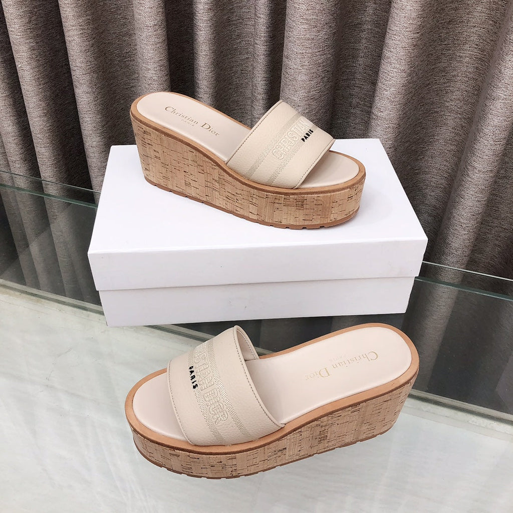 CD Dway Jelly-Colored Platform Heel 100mm Sandals Cream Calfskin