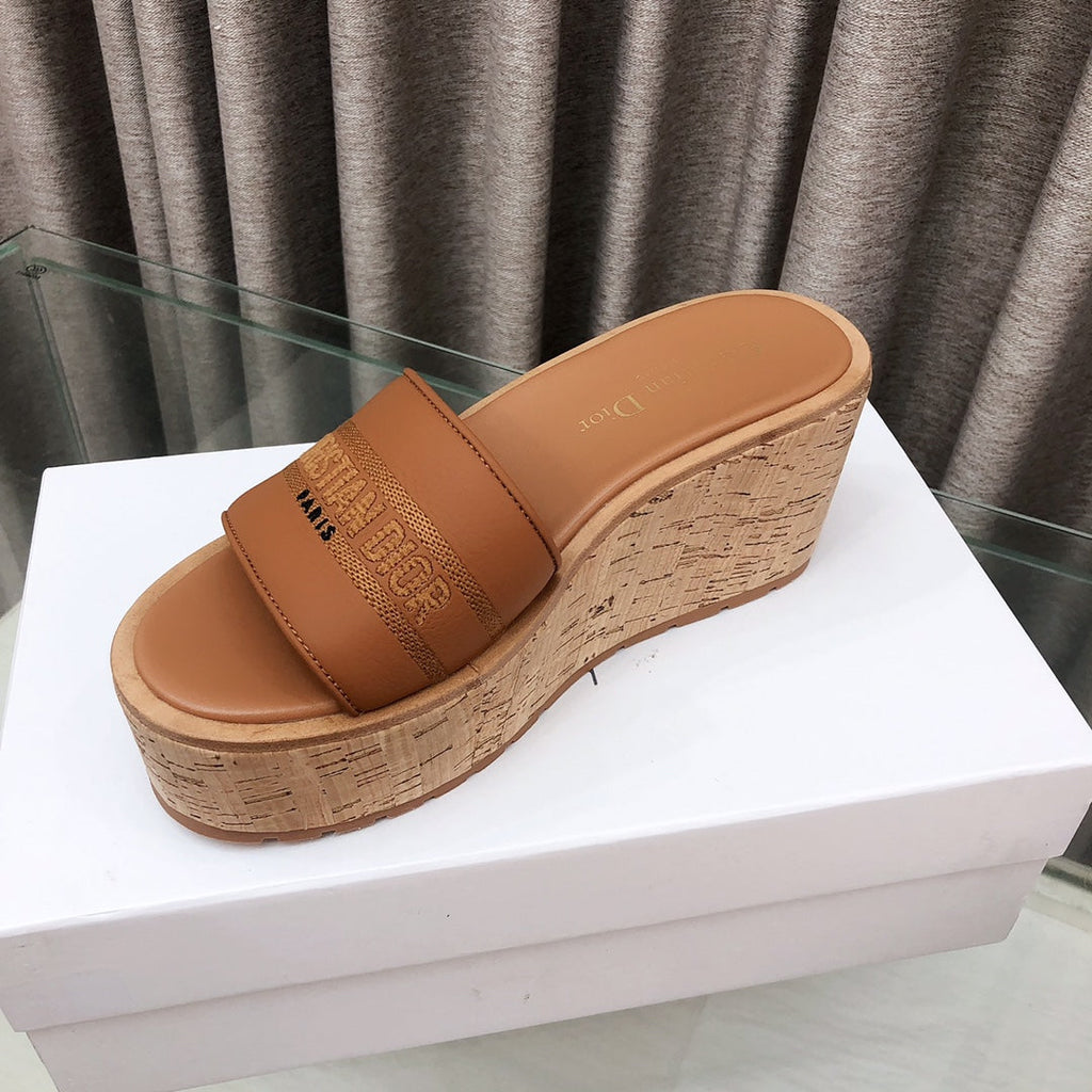 CD Dway Jelly-Colored Platform Heel 100mm Sandals Tan Calfskin