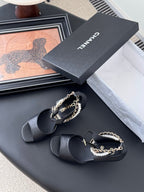 CC 25B Mary Janes 85mm High Heel Pearl Strap Black Sheepskin