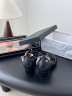 CC 25B Mary Janes 55mm High Heel Pearl Strap Black Sheepskin