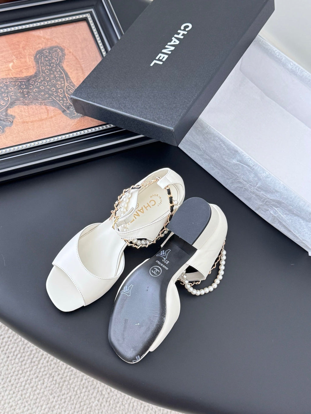 CC 25B Mary Janes 55mm High Heel Pearl Strap White Sheepskin