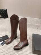 Chanel Boot Brown Chocolate Leather 148453