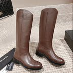 Chanel Boot Brown Chocolate Leather 148453