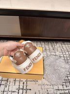 Fendi 25ss Thick-Sole Match Sneakers Coffee Brown Cowhide 470467