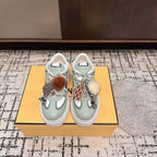Fendi 25ss Thick-Sole Match Sneakers Mint Green Cowhide 470465