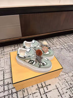Fendi 25ss Thick-Sole Match Sneakers Mint Green Cowhide 470465