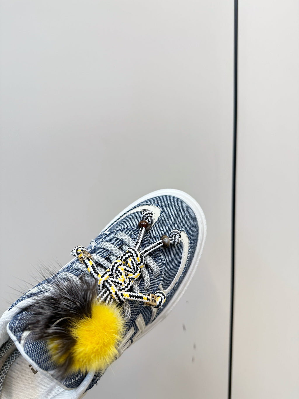 Fendi 25 Match Platform Sneakers Blue Denim Cowhide 469483