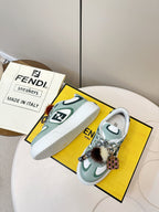 Fendi 25 Match Platform Sneakers Mint Green Cowhide 469478