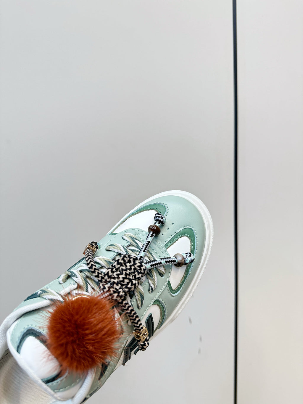 Fendi 25 Match Platform Sneakers Mint Green Cowhide 469478