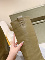 Fendi Long Boots Military Green Cowhide 463745