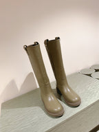 Fendi Long Boots Military Green Cowhide 463745